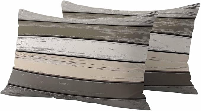 Retro Dark Grey Stripe Outdoor Waterproof Throw Pillow Covers Set of 2, 20"x12", Peeling Paint Effect Texture Decorative Pillow Covers Outside Cushion Case for Patio Porch Garden