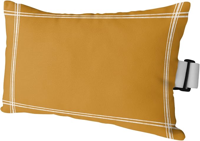 Outdoor Pillows Covers with Inserts Solid Color Ginger Waterproof Recliner Pillow with Adjustable Strap Throw Pillows for Patio Furniture Pool Lounge Chair, 12x20 inch, 1PCS