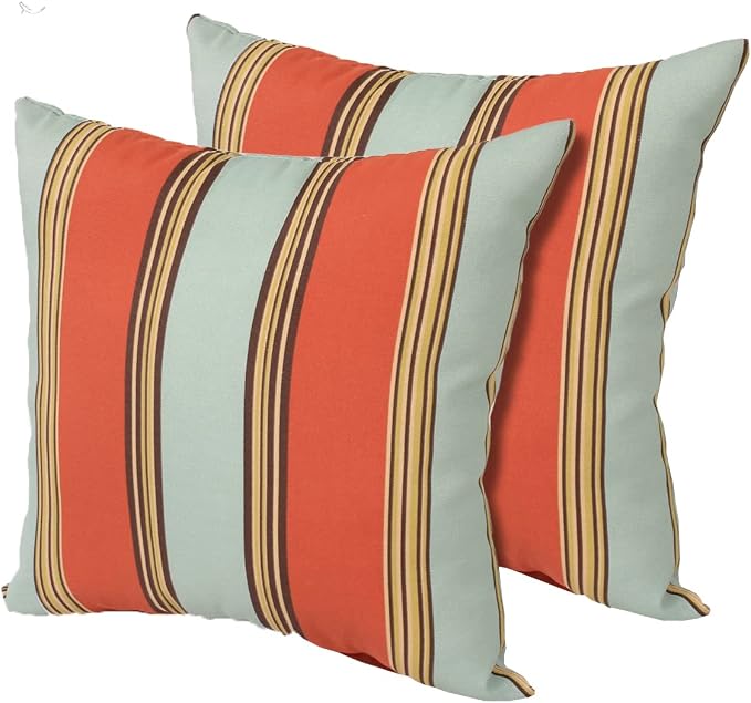 Comfort Classics Inc. Indoor/Outdoor Pillow 14'' X 14'' X 4'' in Polyester FONTINA Stripe