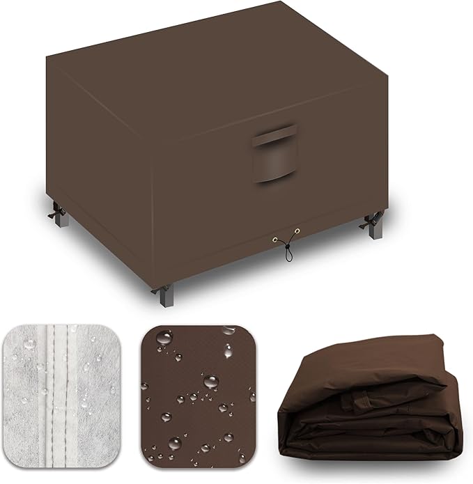 Heavy Duty Patio Furniture Covers Waterproof, 600D Outdoor Furniture Cover Waterproof for Sectional Sofa Couch, Outdoor Dining Table and Chair Set Covers 74''L x 47''W x 28''H, Brown