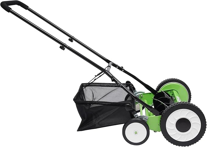 16” Manual Push Reel Lawn Mower Push Lawn Sweeper with 23L Collection Bag, 5 Blades