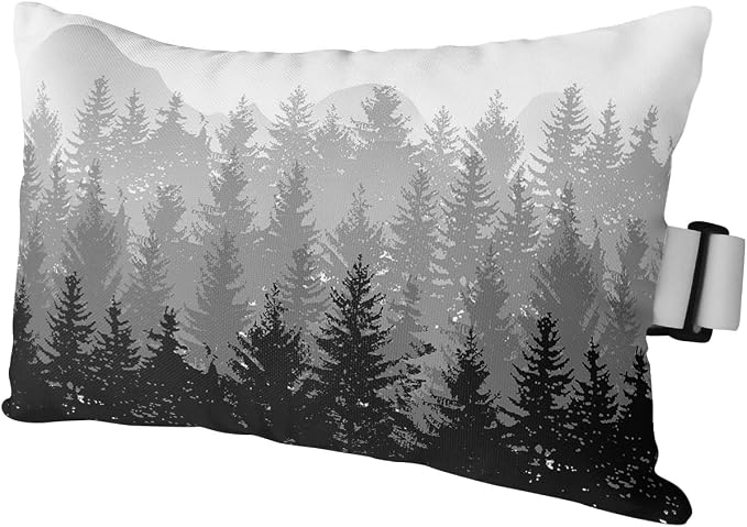 Outdoor Pillows Covers with Inserts Fall Forest Silhouette Black Geay Art Oil Painting Waterproof Pillow with Adjustable Strap Throw Pillows for Patio Furniture Recliner Lounge Chair, 11x16 inch, 1PCS
