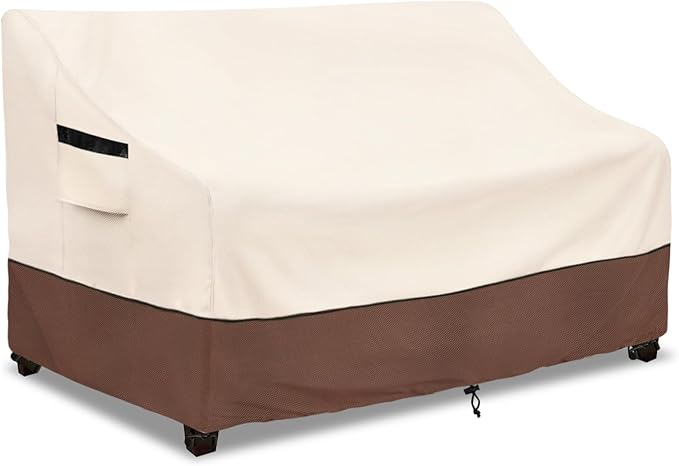 Patio 3-Seater Sofa Cover,Outdoor Couch Cover Fits up to 85W x 38D x 35H Inches,100% Waterproof Heavy Duty Patio Furniture Covers,Beige&Brown