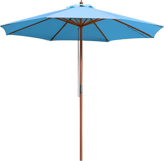 Yescom 9ft Coastal Solid Wood Umbrella Pulley Lift Commercial Base with Wheel Included for Seaside Restaurant Terrace Poolside Beach Club
