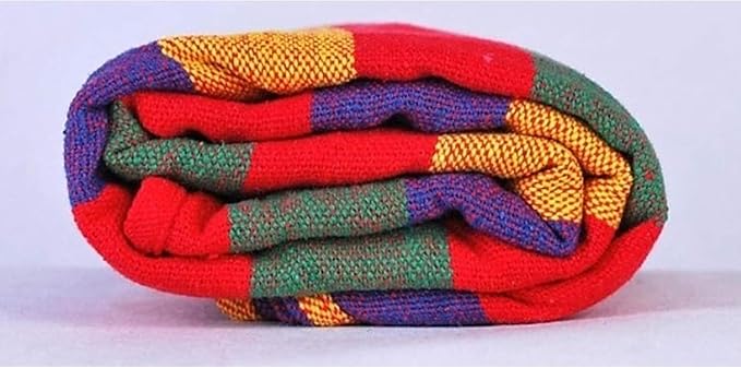 XL Double Brazilian Hammock 260x150cm - Soft Cotton Fabric for 2 People - Ideal for Backyard, Patio, Porch - Indoor/Outdoor Swing Bed with 2 Hanging Ropes Red