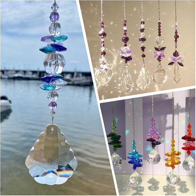 1 Box 120Pcs Glass Octagon Beads 2 Hole Crystal Prism Beads Purple 14mm Chandelier Replacement Connector Suncatcher Faceted Spacers for DIY Crafts Lamp Hanging Ornament Pendant Jewelry Adults