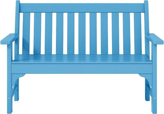 WestinTrends Malibu 3-Piece HDPE Outdoor Patio Furniture Couch and Coffee Table Set, Pacific Blue