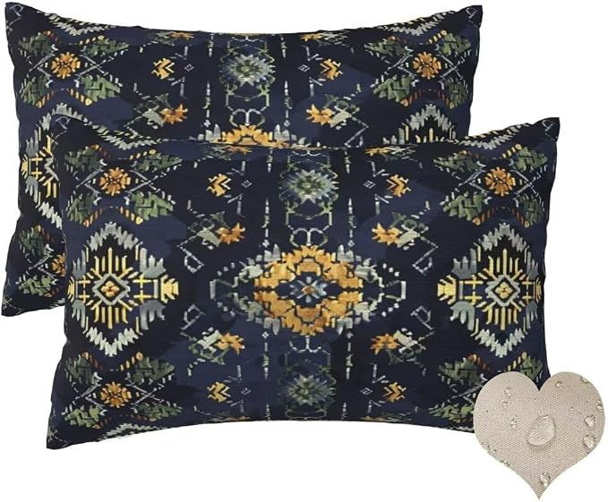 Outdoor Pillows Waterproof Set of 2 Outdoor Pillow Covers 24x32 Inch, Vintage Throw Pillows Bohemian Pillow Covers, Garden Decorative Pillows Outdoor Pillows for Patio Furniture Car Home Decor -hs396