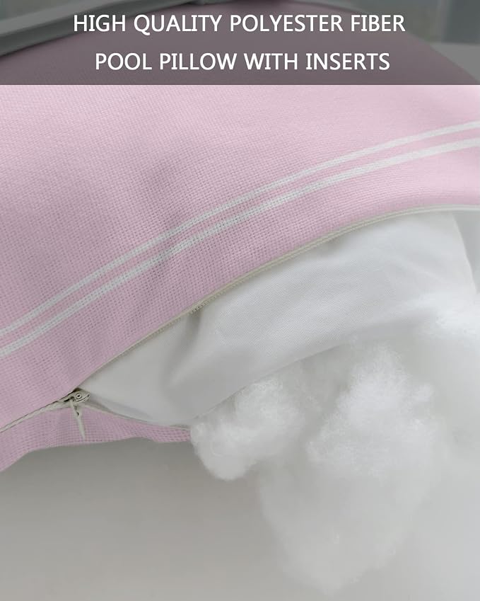 Outdoor Pillows Covers with Inserts Solid Color Pink Waterproof Recliner Pillow with Adjustable Strap Throw Pillows for Patio Furniture Pool Lounge Chair, 11x16 inch, 1PCS