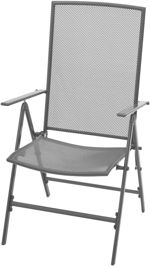 3 Piece Garden Dining Set with Anthracite Powder Coated Steel, Adjustable Reclining Chairs and Stackable Design for Outdoor Patio