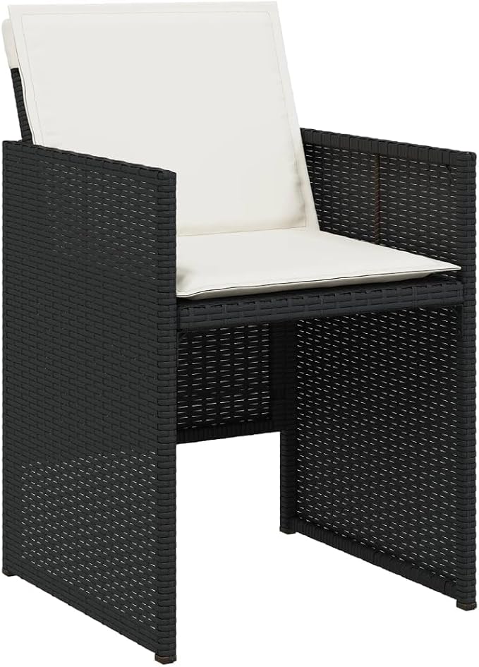 9-Piece Outdoor Dining Set with Cushions Black PE Rattan Patio Furniture Set for Garden Backyard Balcony
