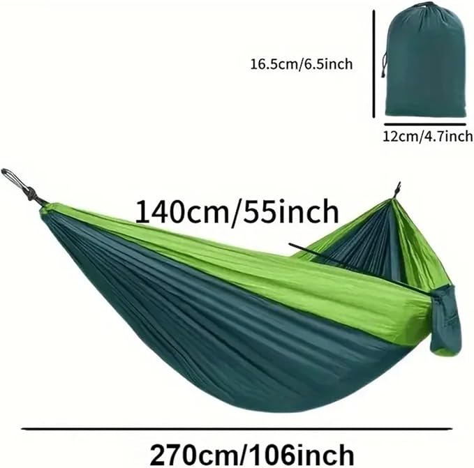 Hammocks, Double Portable Hammock for Camping Lightweight Nylon Parachute for Backpacking Travel Beach Backyard Patio Hiking Amaca,for Outside(Green)
