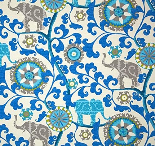 RSH DECOR: Lumbar Throw Pillows Set of 4 | 20” x 12" | All-Weather Spun Fabric | Water and Fade-Resistant | Outdoor Support Pillows for Patio Furniture | Blue Elephant Bohemian-Made in USA
