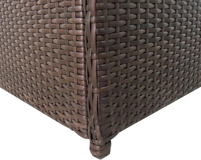 Poly Rattan Garden Storage Box with Storage Space Patio Deck Box Powder-Coated Steel Frame Cushion Blanket Pillow Box Outdoor Large Storage Container 47.2" x 19.7" x 23.6"