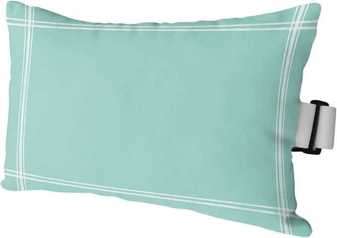 Outdoor Pillows Covers with Inserts Solid Color Light Cyan Waterproof Recliner Pillow with Adjustable Strap Throw Pillows for Patio Furniture Pool Lounge Chair, 11x16 inch, 1PCS