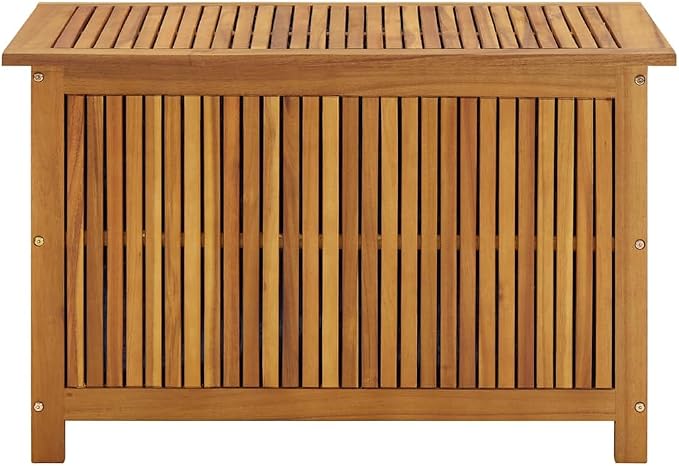 Solid Acacia Wood Patio Storage Box 35.4"x19.7"x22.8" Outdoor Furniture Water-Resistant Bench with Storage for Pool Toys Garden Tools Cushions Deck Box