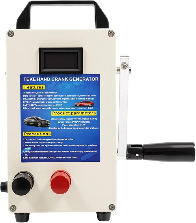 Hand Crank Generator, Emergency Power Supply Charger Portable Energy Storage Generators 5-15W Emergency Manual Dynamo Generator for Camping Outdoor Mobile Phone Computer Charging