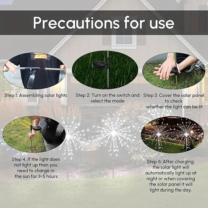 XIHAMA Solar Garden Lights 2 Pack Firework Lights Outdoor Waterproof, 200 LEDs with 8 Lighting Modes for Yard Pathway Patio Party Wedding Decorative (Warm White)