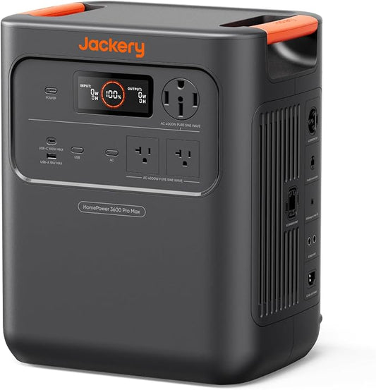 Jackery HomePower 3600 Pro Max Portable Power Station, 4000W 120V/240V AC Output, 3584Wh LFP Battery, Expandable to 21kWh, Essential Home Backup for Outages, Emergencies & RV (Solar Panel Optional)