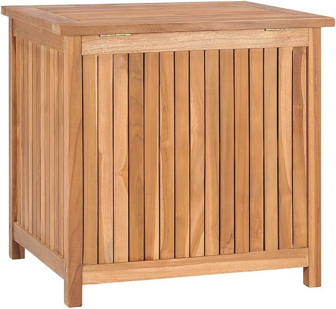 Wooden Deck Box Large Outdoor Storage for Patio Furniture, Garden Tools, Pool Supplies, Outdoor Backyard Patio Storage Deck Box Container, 23.6"x19.7"x22.8" Solid Teak Wood