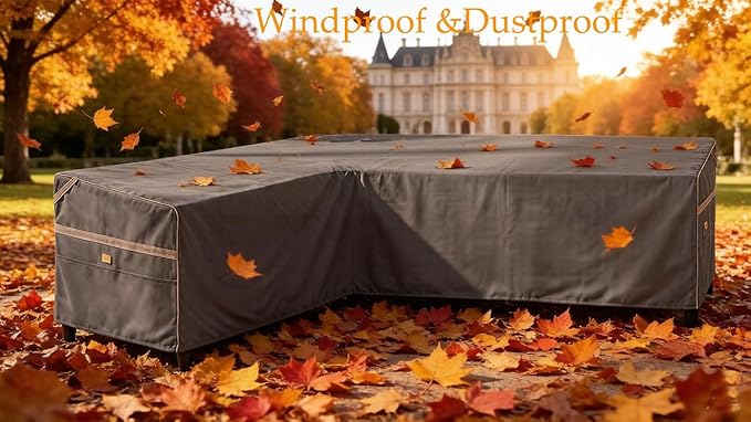 Heavy Duty Waterproof Outdoor L-Shaped Sectional Sofa Cover UV Resistant Patio Furniture Covers for Left Facing 83" L/104 R W X 33" D x 31" H Dark Grey