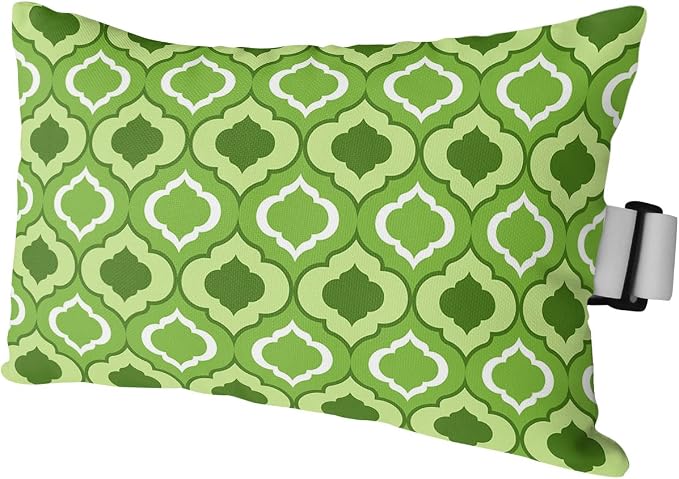 Outdoor Pillows Covers with Inserts Green Moroccan Pattern Geometric Waterproof Recliner Pillow with Adjustable Strap Throw Pillows for Patio Furniture Pool Lounge Chair, 11x16 inch, 1PCS