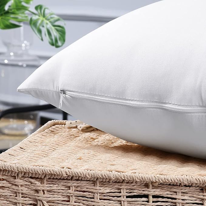 OTOSTAR Waterproof Outdoor Throw Pillow Inserts, Set of 4 Water Resistant Square Form Cushion Stuffer for Garden, Bench, Patio - Decorative Outdoor Sofa Pillows Inserts White, 20x20 Inches
