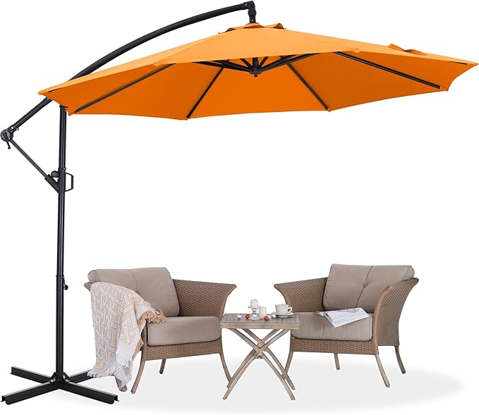 ABCCANOPY Cantilever Patio Umbrella with base included, 360° Rotation Outdoor Offset Umbrella for Backyard, Deck, Poolside