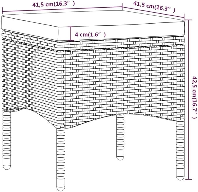 Afuera Living 5-Piece Patio Dining Set, Synthetic Poly Rattan and Acacia Wood, Black/Cream White Finish, Includes Cushioned Seats, Contemporary Compact Design for Outdoor Garden, Terrace or Balcony