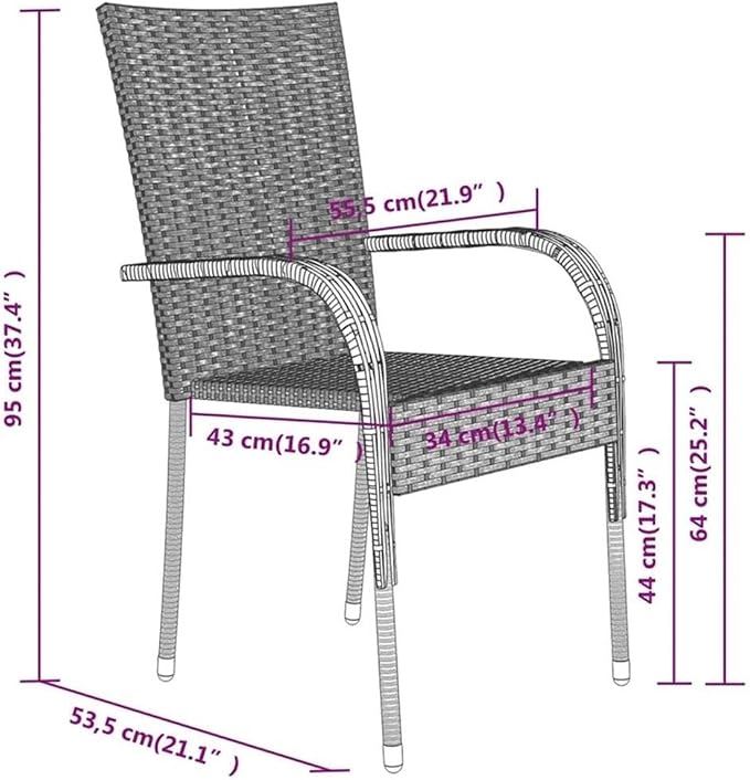 Afuera Living 7-Piece Outdoor Garden Dining Set, Gray and Black PE Rattan, Powder-Coated Steel, Rectangular Table with 6 Chairs, Weather-Resistant, Modern Patio Furniture for Terrace or Balcony