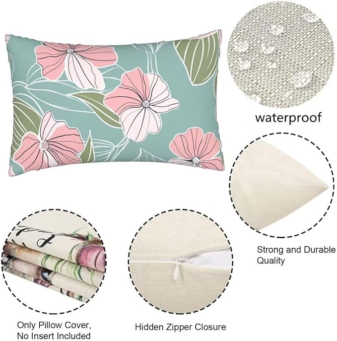 Throw Pillow Covers 28x35 Inch Pillow Covers Set of 2 Couch Pillows for Living Room, Blue Throw Pillows, Linen Accent Pillows Rectangular Decorative Pillows for Bed Sofa Farmhouse Decor, Pink J119