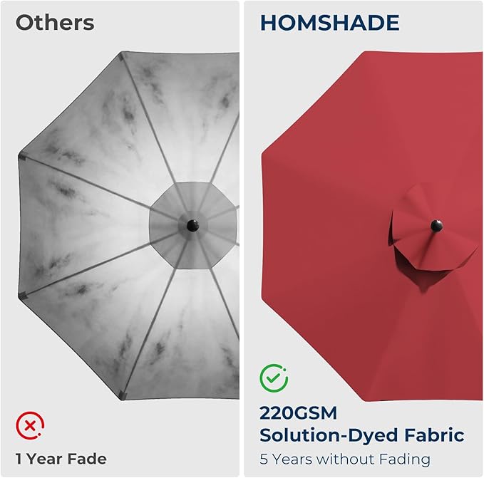 HOMSHADE 10FT Offset Patio Umbrella with Solar Lights, Outdoor Patio Umbrella with Base Included, Easy Tilt and UPF50+ Cantilever Market Hanging Umbrellas for Pool, Deck, Garden, Patio (Red)
