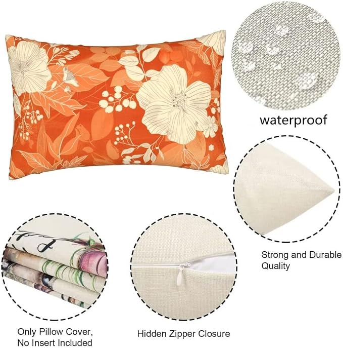 Throw Pillow Covers 28 x 35 Pillow Covers Set of 2 Couch Pillows for Living Room, White Throw Pillows with Invisible Zipper, Linen Accent Pillows Decorative Pillow Covers Farmhouse Decor, Orange J215