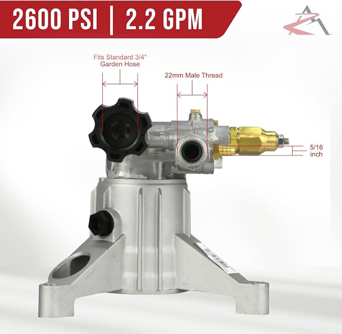 OEM | AR 7/8" Shaft 2600 PSI Gas PRESSURE WASHER PUMP SRMW2.2G26-EZ-SX, SRMW2.2G26EZSX