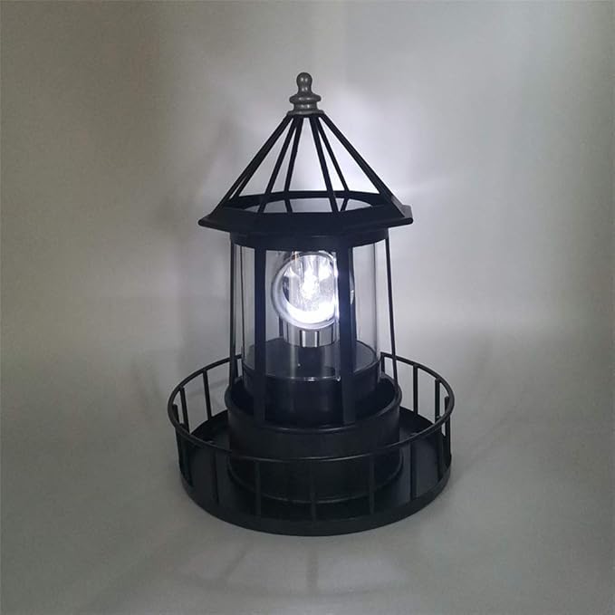 Tookie Solar Powered Lighthouse, 360 Degree Rotating IP65 Waterproof Garden Smoke Towers Statue Lights, Landscape Beacons Lamp for Lawn Patio Pond Yard Outdoor Decor
