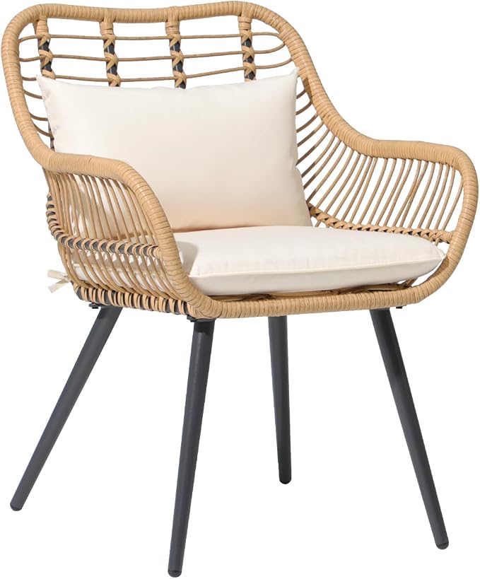 JOIVI Outdoor Dining Set for 6, 7-Piece Patio Table and Chairs Set, Patio Outdoor Furniture Set with Extendable Dining Table for Porch, Deck, Bistro, Backyard, Garden, Creamy White