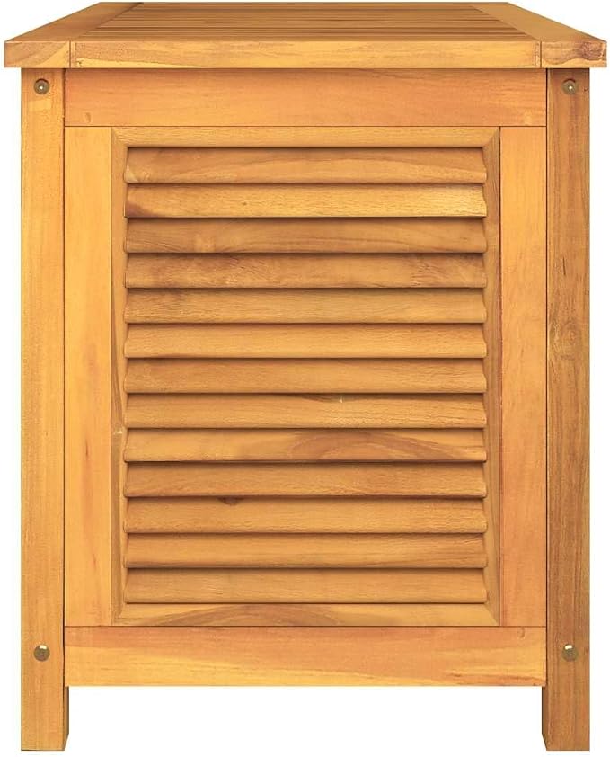 Garden Storage Box Warm teak Solid teak wood, PE,Rustic Garden Storage Box with Large Capacity and Ventilated Design – for Outdoor Use Storage Boxes