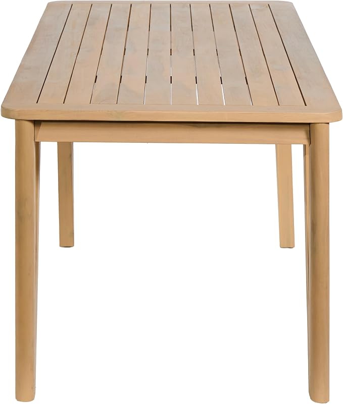 Christopher Knight Home Cove 3 Piece Acacia Wood Dining Table Set for 4-6, Outdoor Dining Set with Patio Table & Dual Benches, Patio Furniture Set with Slatted Design & V-Shaped Legs, Light Teak
