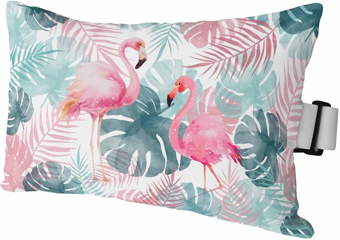 Outdoor Lumbar Pillow Set of 1, Flamingos Waterproof Beach Headrest Pillow with Inserts, Green Summer Monstera Leaves Tropical Botanical Recliner Throw Pillows for Patio Furniture, 11 x 16