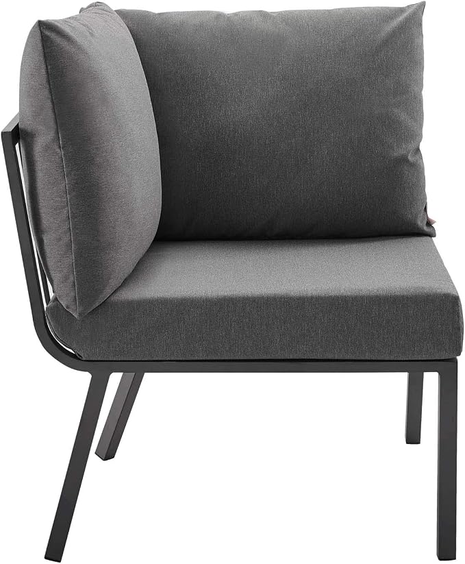 Modway Riverside 5 Piece Outdoor Patio Aluminum Set in Gray Charcoal
