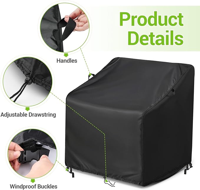 Kasla Patio Chair Cover, Waterproof Heavy Duty Cover for Outdoor Egg Rocking Chair & Papasan Rocking Chair & Rattan Wicker Chair (Black, 39"L×45"W×36"H)