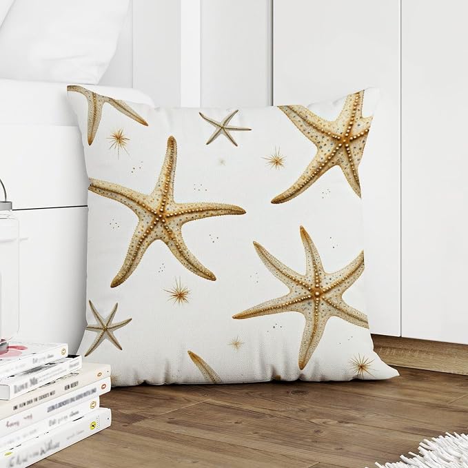 Starfish Throw Pillow Covers Nautical Seastar Beach Throw Pillow Cover Classic Outdoor Garden Decoration for Patio Couch Bench 20x20 in