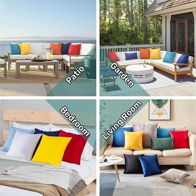 Outdoor Pillows, 4 Packs Outdoor Waterproof Throw Pillow Covers 22x22, Outdoor Off White Pillow Covers Waterproof Modern Square Garden Decor Couch Cushion Covers, Flower Pillow Covers for Patio A-8
