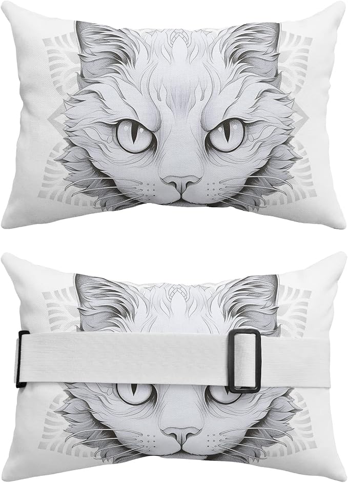 Outdoor Pillows Covers with Inserts Animals Pet Cat Flowers and Kitty Waterproof Recliner Pillow with Adjustable Strap Throw Pillows for Patio Furniture Pool Lounge Chair, 11x16 inch, 1PCS