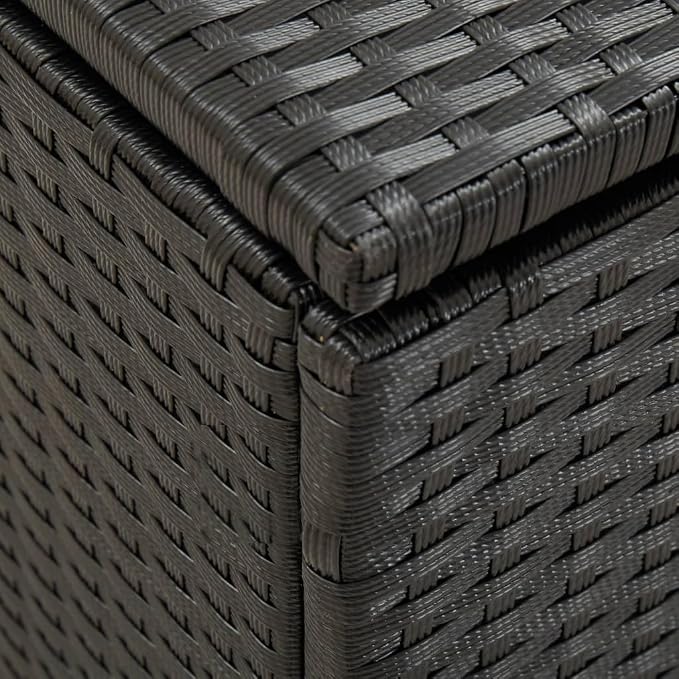 Patio Storage Box Deck Storage Box Outdoor Storage Box Indoor Wicker Storage Bin for Patio Furniture Cushions, Pillows, Garden Tools, Poly Rattan Black, 39.3"x19.6"x19.6" -AA
