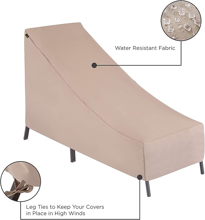 MODERN LEISURE 2934 Chalet Patio Chaise Lounge, Outdoor Cover (65 L x 28 D x 29 H inches), Khaki/Fossil Water-Resistant