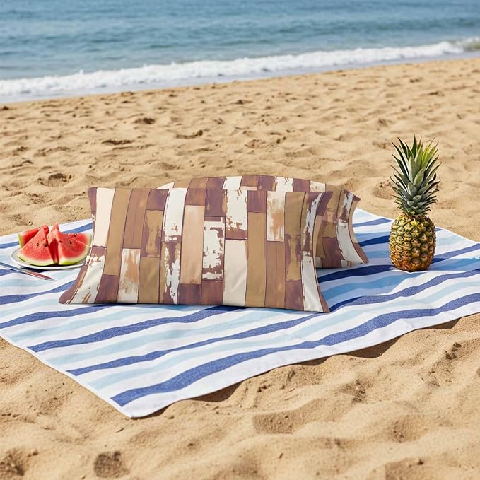 Brown Beige Outdoor Pillow Covers 20x12 Inch Lumbar Pillow Covers Set of 2 Waterproof Decorative Throw Pillow Cases Vintage Farmhouse Shabby Wooden Grain Cushion Covers for Patio Furniture Garden