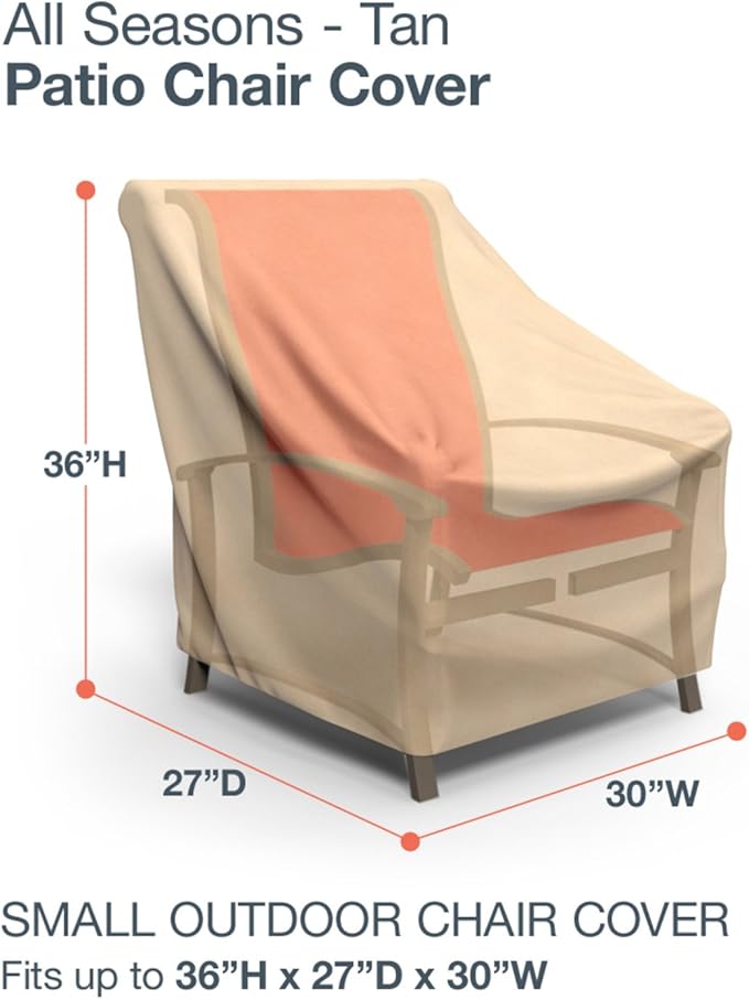 Budge P1A03SF1 All Seasons Patio Cover Lightweight, UV-Resistant, Extra Small Chair, Tan