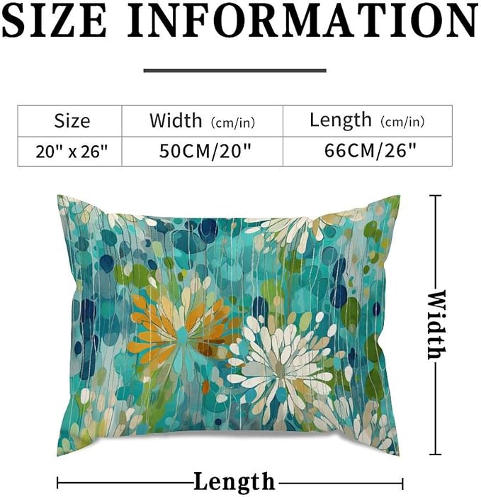 Lumbar Support Pillow Case Make It Rain Fiesta Pillow Covers Retro Rainbow Teal Flower Pillow Cover Accent Square Couch Sofa Cushion Covers for for Sofa Bedroom Car Indoor Couch 20x26in