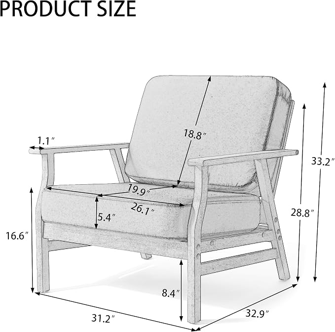 Dark Wood Patio Chair Outdoor Bistro Set, 2 Piece Outdoor Armrest Chair All Weather Patio Sofa Furniture Backyard Conversation Sets with Cushions - Dark Gray